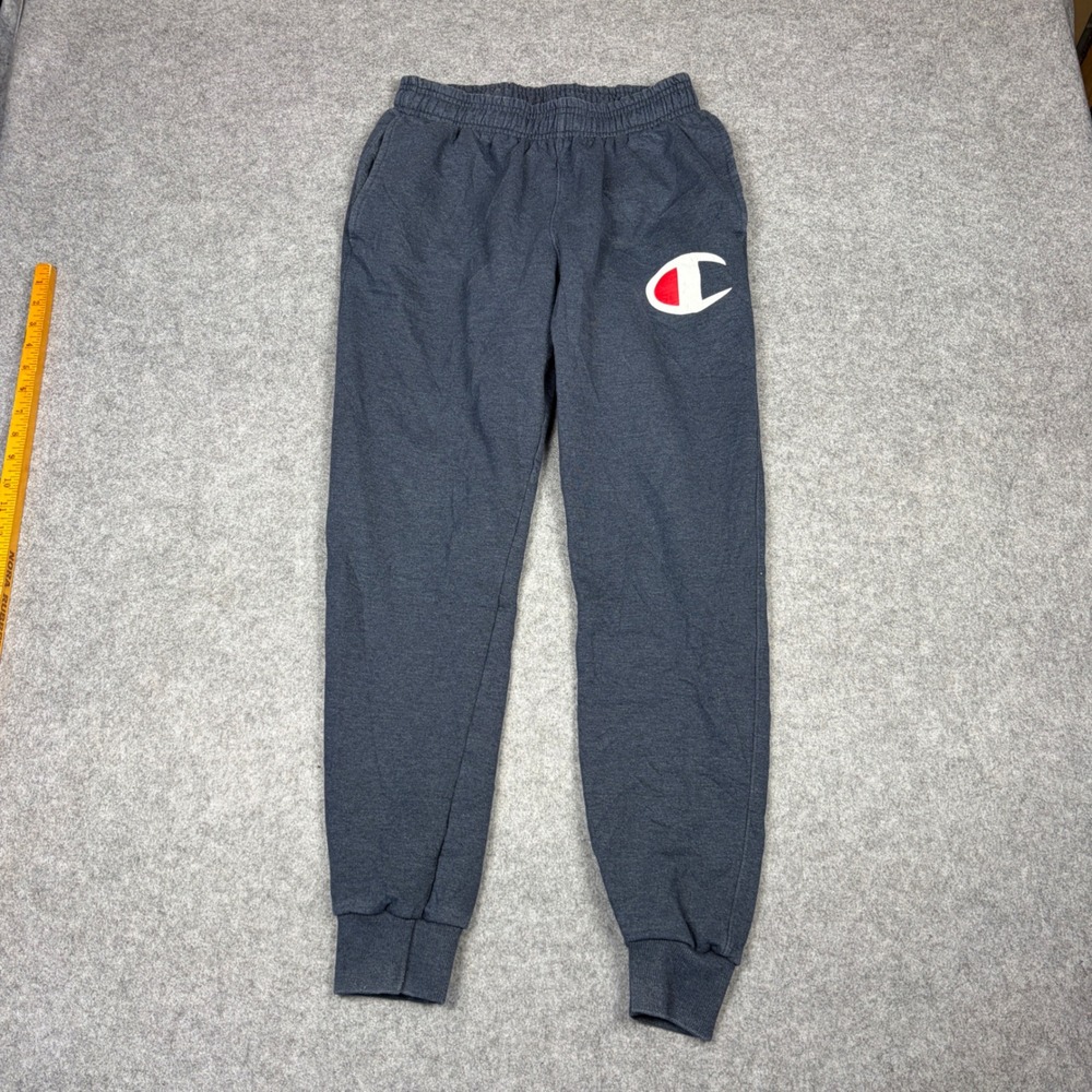 Champion Authentic Mens Fleece Jogger Sweatpants Gray Big Logo Size M